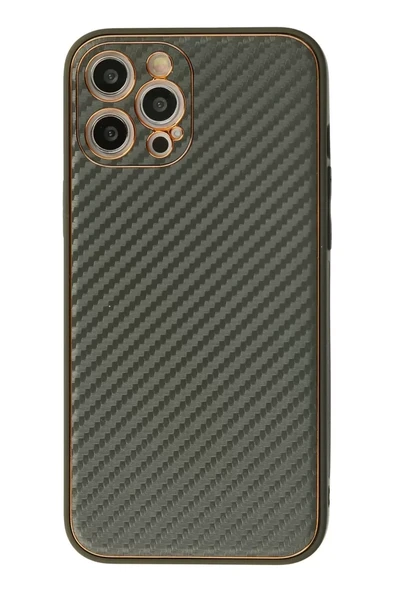 Newface Apple iPhone 12 Pro Kılıf Coco Karbon Silikon - Füme ürün görseli 1