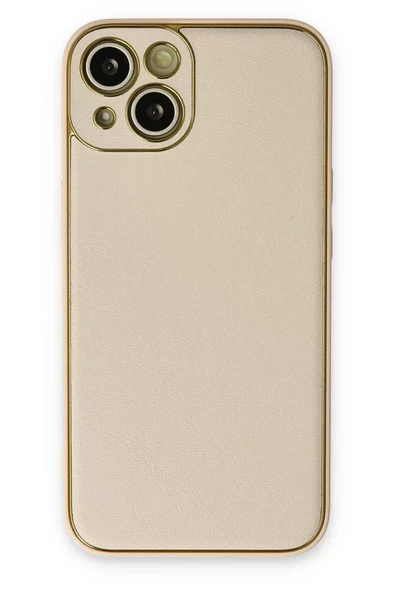 Newface Apple iPhone 14 Plus Kılıf Coco Deri Silikon Kapak - Gold ürün görseli 1