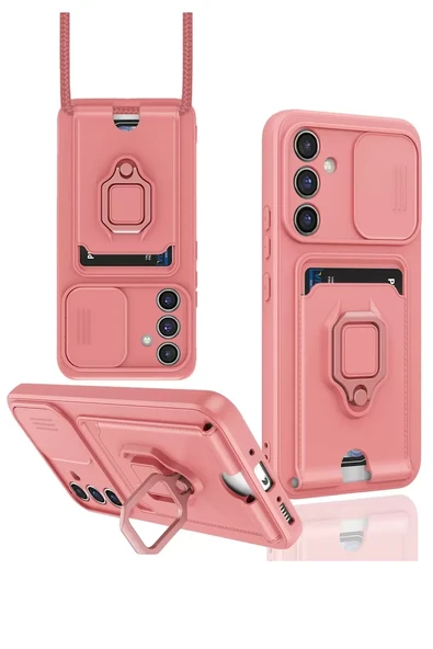 Newface Samsung Galaxy A14 4G Kılıf Zuma Kartvizitli Yüzüklü Silikon - Pembe ürün görseli 1