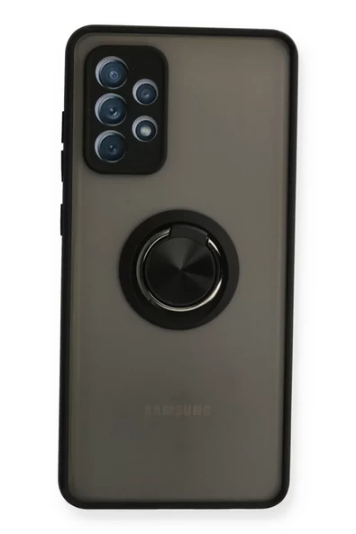 Newface Samsung Galaxy A72 Kılıf Montreal Yüzüklü Silikon Kapak - Siyah ürün görseli 1