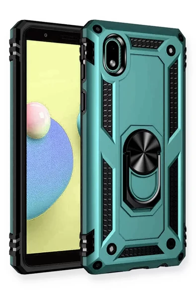 Newface Samsung Galaxy A01 Core Kılıf Sofya Yüzüklü Silikon Kapak - Yeşil ürün görseli 1