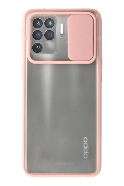 Newface Oppo Reno 5 Lite Kılıf Palm Buzlu Kamera Sürgülü Silikon - Pembe ürün görseli 1