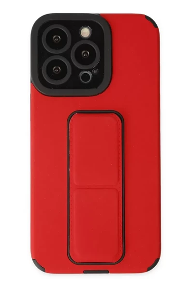 Newface Apple iPhone 13 Pro Max Kılıf Mega Standlı Silikon - Kırmızı ürün görseli 1