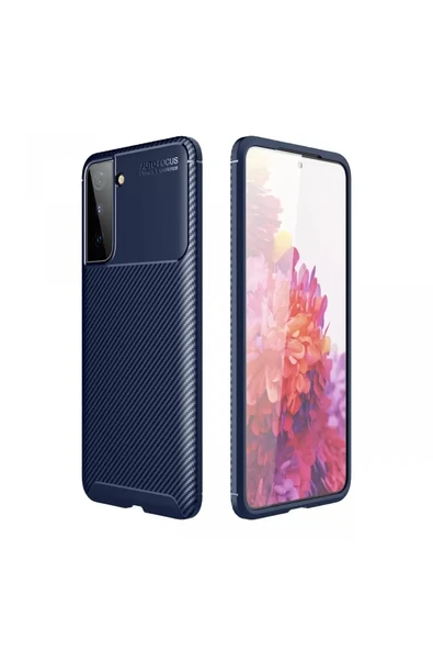 Newface Samsung Galaxy S21 Plus Kılıf Auto Focus Karbon Kapak - Lacivert ürün görseli 1