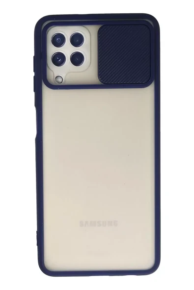 Newface Samsung Galaxy A22 Kılıf Palm Buzlu Kamera Sürgülü Silikon - Lacivert ürün görseli 1