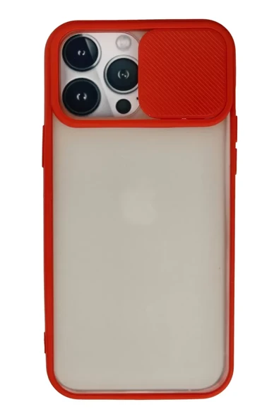 Newface Apple iPhone 13 Pro Max Kılıf Palm Buzlu Kamera Sürgülü Silikon - Kırmızı ürün görseli 1