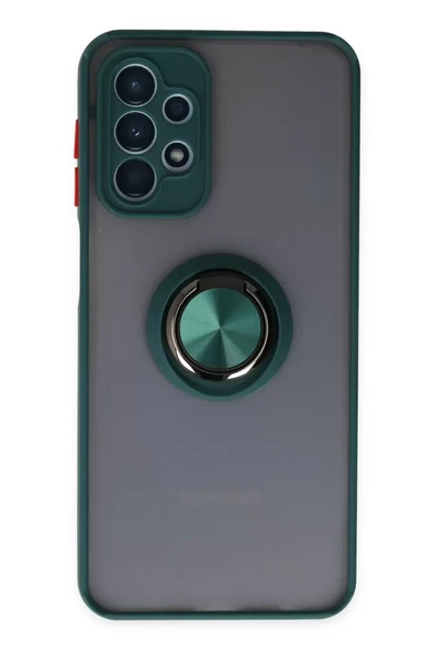 Newface Samsung Galaxy A23 4G Kılıf Montreal Yüzüklü Silikon Kapak - Yeşil ürün görseli 1