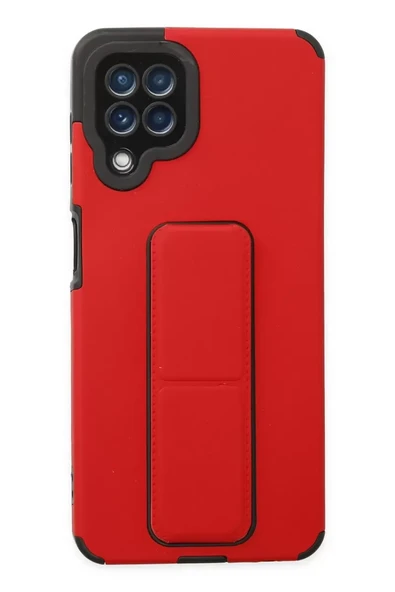 Newface Samsung Galaxy A22 Kılıf Mega Standlı Silikon - Kırmızı ürün görseli 1