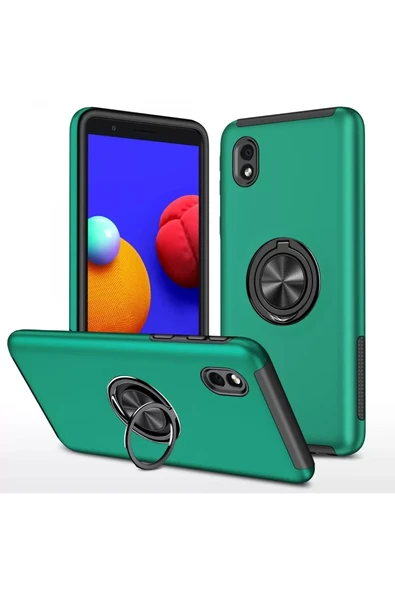 Newface Samsung Galaxy A01 Core Kılıf Elit Yüzüklü Kapak - Yeşil ürün görseli 1
