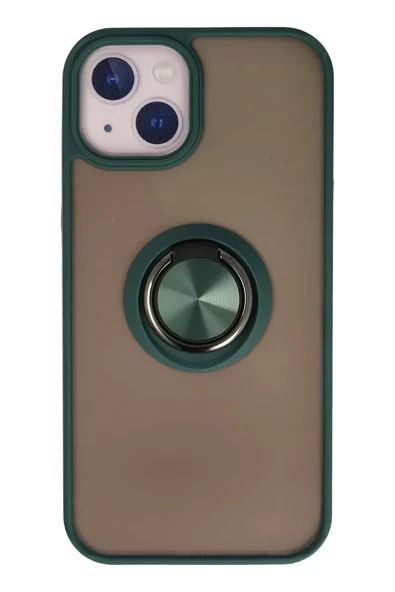Newface Apple iPhone 13 Kılıf Montreal Yüzüklü Silikon Kapak - Yeşil ürün görseli 1
