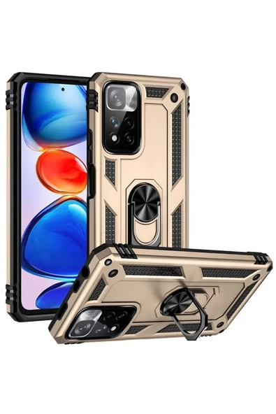 Newface Xiaomi Redmi Note 11 Pro Plus 5G Kılıf Sofya Yüzüklü Silikon Kapak - Gold ürün görseli 1