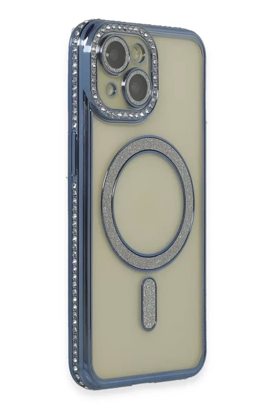 Newface Apple iPhone 15 Kılıf Joke Simli Magneticsafe Kılıf - Lacivert ürün görseli 1