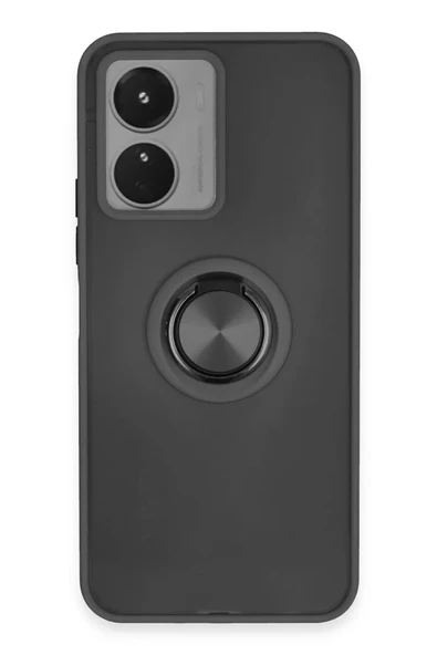 Newface Vivo Y16 Kılıf Montreal Yüzüklü Silikon Kapak - Siyah ürün görseli 1