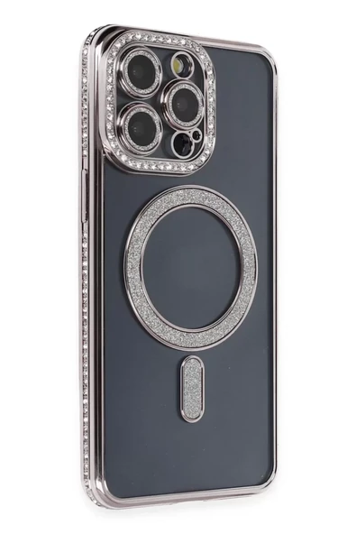 Newface Apple iPhone 14 Pro Kılıf Joke Simli Magneticsafe Kılıf - Gri ürün görseli 1
