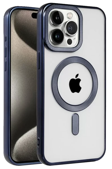 Newface Apple iPhone 15 Pro Kılıf Kronos Magsafe Kapak - Lacivert ürün görseli 1