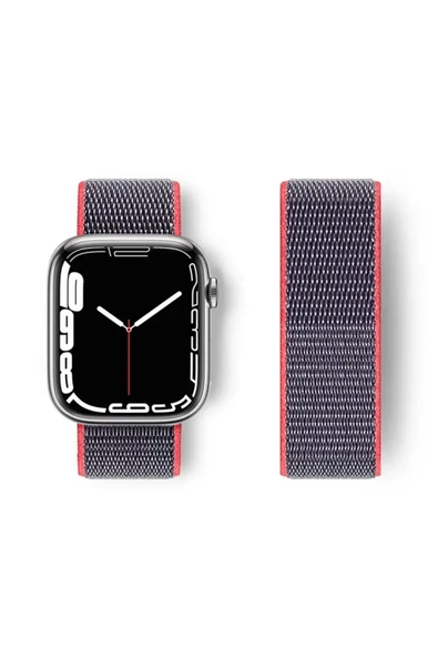 Newface Apple Watch 42mm Hasırlı Cırtcırtlı Kordon - Pembe ürün görseli 1