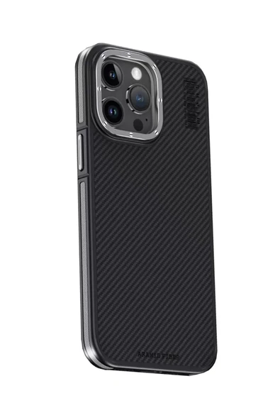 Joko Apple iPhone 15 Pro Max Kılıf Aramid 600D Kevlar Karbon Fiber Magsafe Kapak - Gri ürün görseli 1