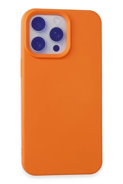 Newface Apple iPhone 15 Pro Max Kılıf Nano içi Kadife Silikon - Turuncu ürün görseli 1