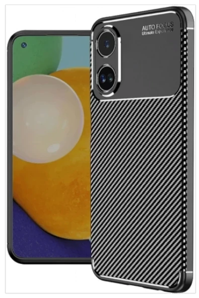 Newface Oppo A60 Kılıf Auto Focus Karbon Kapak - Siyah ürün görseli 1