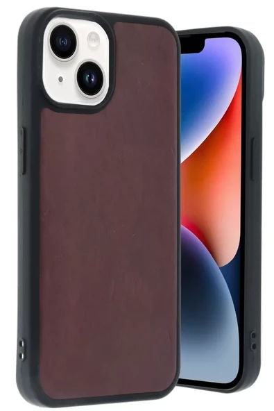 Newface Apple iPhone 14 Kılıf Aras Deri Kapak - Bordo ürün görseli 1