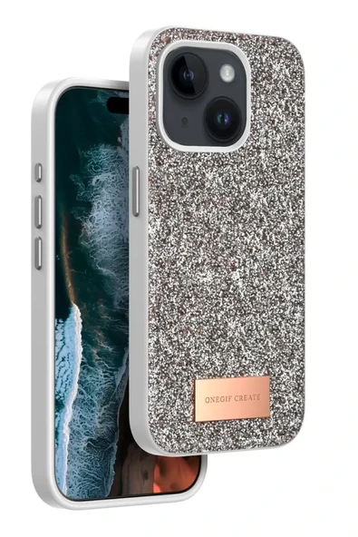Onegif Apple iPhone 14 Bright Simli Kapak - Gold ürün görseli 1