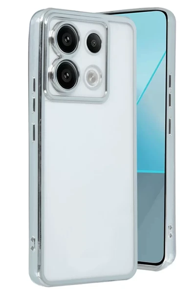 Newface Xiaomi Redmi Note 13 Pro 5G Kılıf Razer Lensli Silikon - Gümüş ürün görseli 1