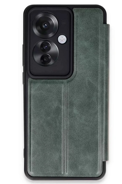 Newface Oppo Reno 11F Kılıf Flip Cover - Koyu Yeşil ürün görseli 1