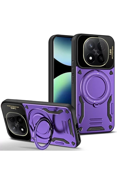Newface Xiaomi Redmi Note 14 Pro 4G Kılıf Joy Lens Standlı Kapak - Mor ürün görseli 1