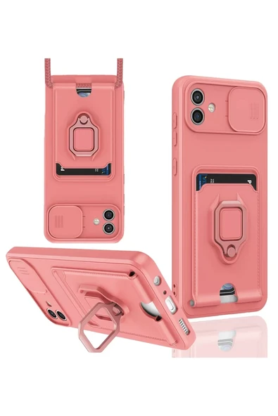 Newface Samsung Galaxy A06 Kılıf Zuma Kartvizitli Yüzüklü Silikon - Pembe ürün görseli 1
