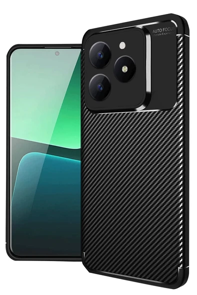 Newface Realme C61 Kılıf Auto Focus Karbon Kapak - Siyah ürün görseli 1