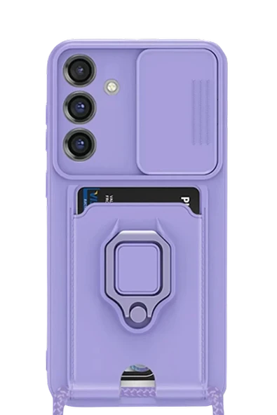 Newface Samsung Galaxy S25 Plus Kılıf Zuma Kartvizitli Yüzüklü Silikon - Lila ürün görseli 1