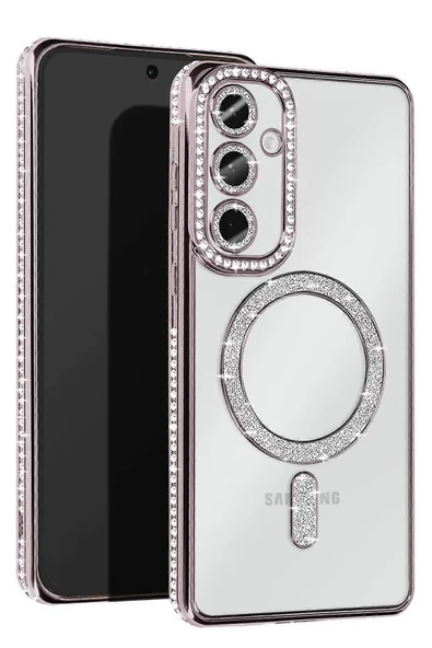Newface Samsung Galaxy S25 Kılıf Joke Simli Magneticsafe Kılıf - Gümüş ürün görseli 1