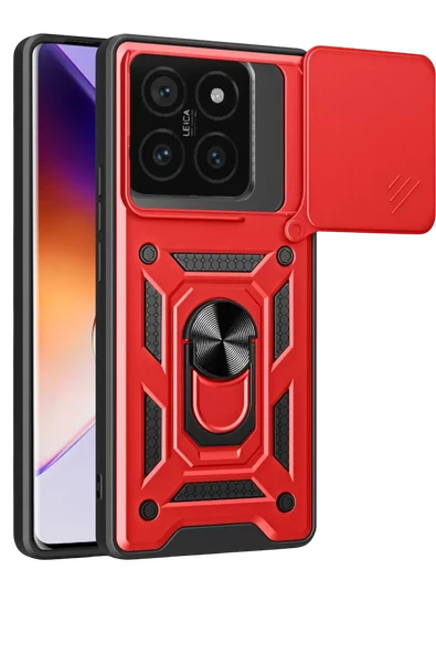 Newface Xiaomi Mi 14T Pro Kılıf Pars Lens Yüzüklü Silikon - Kırmızı ürün görseli 1