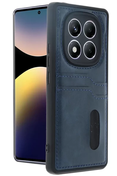 Newface Xiaomi Redmi Note 14 Pro 4G Kılıf Sara Kartvizitli Deri Kılıf - Lacivert ürün görseli 1