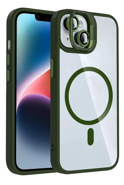 Joko Apple iPhone 15 Plus Remim Lensli Magsafe Standlı Kapak - Koyu Yeşil ürün görseli 1