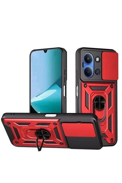 Newface Xiaomi Redmi 15C 4G Pars Lens Yüzüklü Silikon - Kırmızı ürün görseli 1