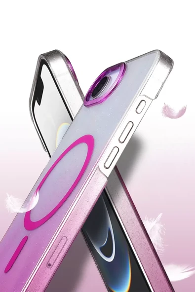 Newface Apple iPhone 16E Glossy Magsafe Kapak - Mor - Resim 3