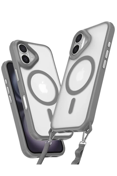 Newface Apple iPhone 16 Plus Kılıf Enka Magsafe Silikon Kılıf - Titan Gri ürün görseli 1