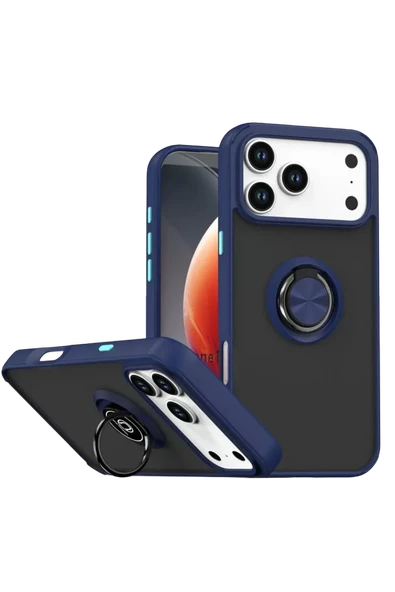 Newface Apple iPhone 17 Pro Montreal Yüzüklü Silikon Kapak - Lacivert ürün görseli 1