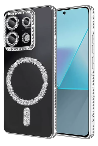 Newface Xiaomi Redmi Note 13 Pro 4G Joke Simli Magneticsafe Kılıf - Gümüş ürün görseli 1
