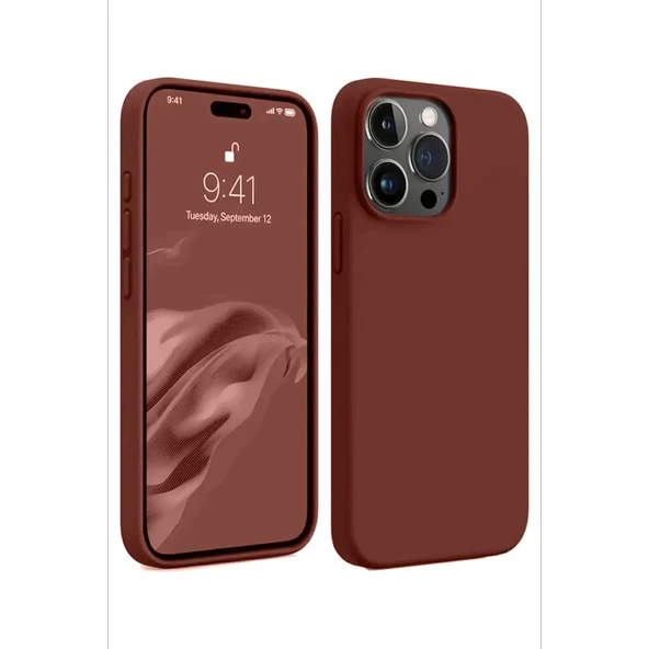 Newface Apple iPhone 15 Pro Max Kılıf First Silikon - Bordo - Resim 2
