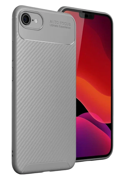 Newface Apple iPhone 16E Kılıf Auto Focus Karbon Kapak - Gri ürün görseli 1