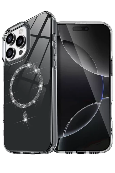 Newface Apple iPhone 14 Pro Max Live Diamond Magsafe Kapak - Siyah ürün görseli 1