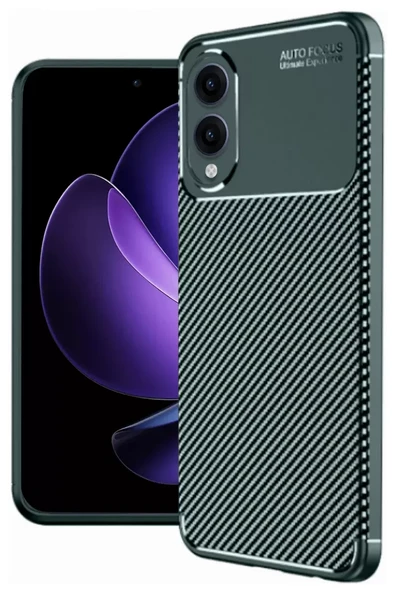 Newface Samsung Galaxy S25 Edge Kılıf Auto Focus Karbon Kapak - Koyu Yeşil ürün görseli 1