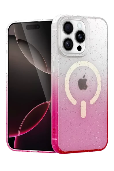 Newface Apple iPhone 15 Pro Pummel Shiny Magsafe Kapak - Pembe ürün görseli 1