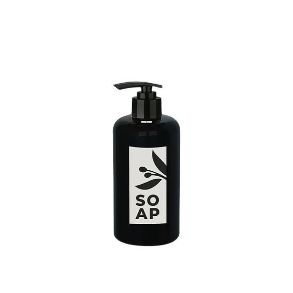 Sıvı Sabunluk Yuvarlak Plastik Pompalı 500 ML  Siyah ürün görseli 1
