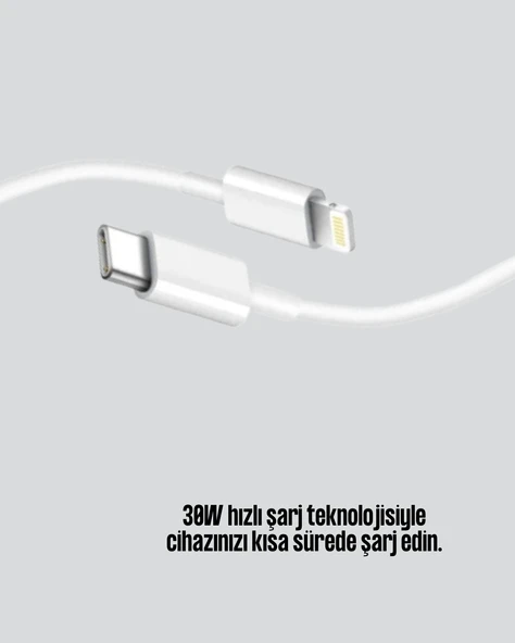 30W TypeC Lightning Hızlı Şarj Kablosu 1.2m  Uyumlu - Resim 2