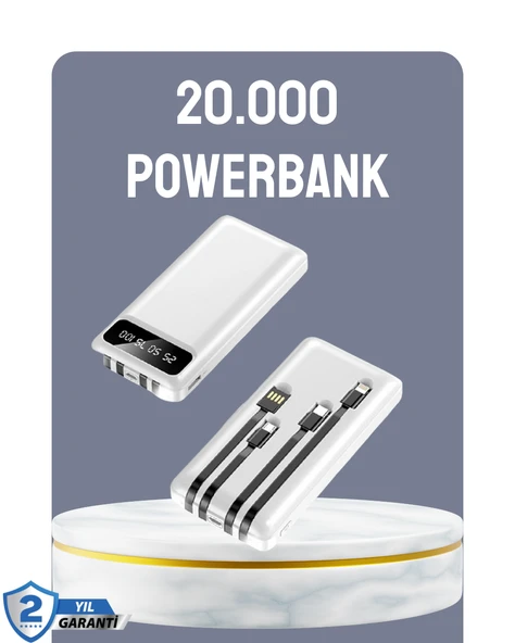 Hızlı Şarj Destekli 20.000mAh Powerbank USB TypeC Lightning LCD ürün görseli 1