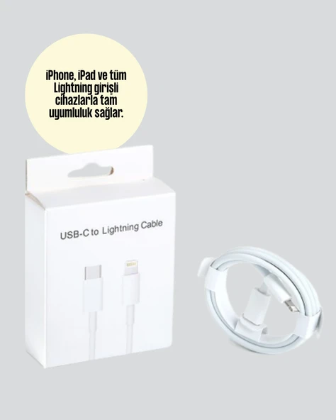 30W TypeC Lightning Hızlı Şarj Kablosu 1.2m  Uyumlu - Resim 3