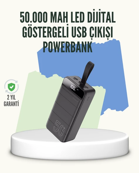 Yüksek Kapasiteli 50.000 mAh Powerbank – TypeC, Lightning ve Micro USB Uyumlu, Çoklu Cihaz Şarj Özellikli ürün görseli 1